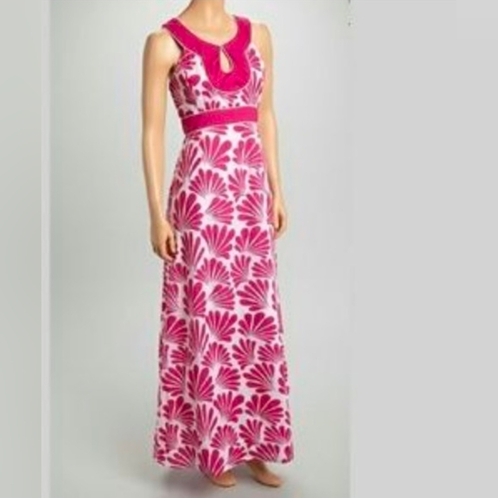 belk Pink and White Floral A-Line Maxi Dress (Item#104)